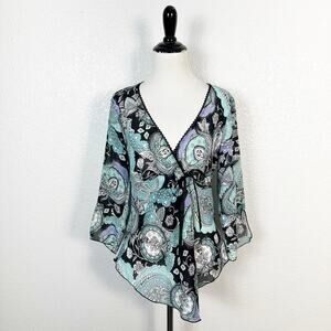 Vintage Y2K Whimsigoth Fairy Grunge Babydoll Asymmetrical Blouse Top Size Large